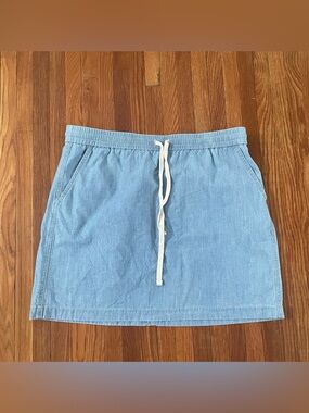 J. Crew Light Blue Denim Drawstring Mini Skirt